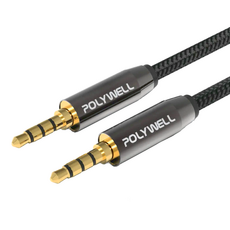 POLYWELL 寶利威爾 3.5mm 立體聲麥克風音源線 公對公四極, PW15-W52-B005, 1條