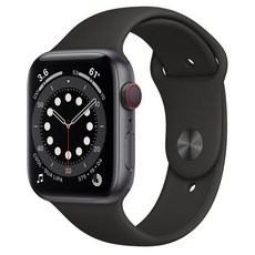 Apple 2020년 Watch Series 6 GPS + Cellular 44mm Regular, Space Grey Aluminium(Case), Black(Sport Band)