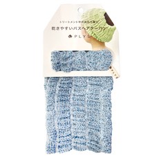 oka 洗臉髮帶 束髮巾, 日本製 PLYS 洗澡巾, 13x20cm 尼龍棉髮帶, 藍色, 1條