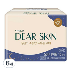 디어스킨 슬림 오버나이트 날개형, 12개입, 6개