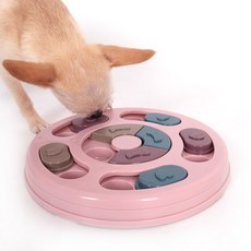 딩동펫 반려동물 지능개발 퍼즐간식토이 IQ 장난감 라운드 지름 23cm x 높이 2.5cm, 핑크, 1개