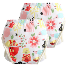 無品牌 加厚六層學習褲/尿布褲 建議16-21kg 2件組 (動物小花, 120碼) - 寶寶如廁訓練褲, 1組