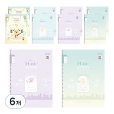 PENPIA 1 000小學線圈筆記本1-6音樂通用 10個入, 隨機出貨, 6個