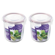 Glasslock 格拉氏洛克 紫色圓形密封保鮮罐, 720ml, 2個