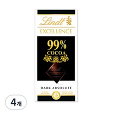 린트 엑설런스 다크 99% 초콜릿, 50g, 4개