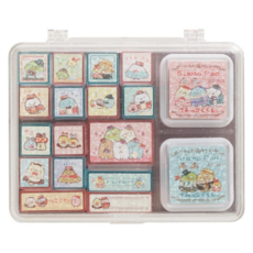 Sumikkogurashi 角落生物 印章組, 16枚印章, 附紅藍色印泥, 1組