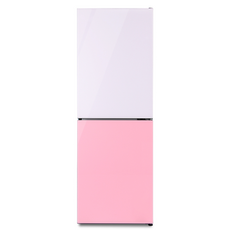쿠잉전자 글라스 프리즘 일반형냉장고 방문설치, 화이트 + 핑크,