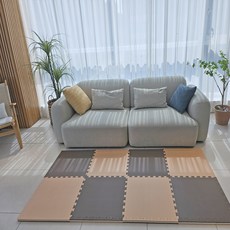 Soriana 幼兒用雙面遊戲房柔色地墊, 4個, 原木色 深棕色