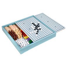 OMG 三合一兒童多功能遊戲棋/益智棋類玩具/親子桌遊，多種遊戲選擇，溫和水漆，雙面棋牌, 1盒