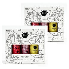 nailmatic KIDS 新魔幻森林水漾亮彩指甲油 Set, 8ml x 3, 法國製兒童指甲油, 閃粉紅+閃粉紫+晶亮黃 8ml, 2組
