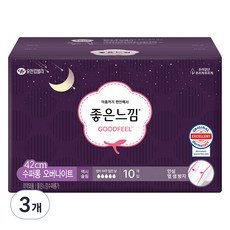좋은느낌 수퍼롱 생리대 날개형, 오버나이트, 10개입, 3개