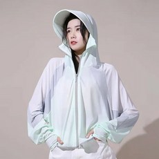 冰絲涼感透氣連帽防曬斗篷外套, F, 淺綠, 1件
