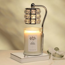 Candle Department Store 人氣蠟燭禮盒套組 Lucid Candle Warmer+大號大豆蠟燭750g套組青檸羅勒柑橘, 白色婚禮, 銀（白）