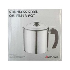 huashuo 304加厚帶濾網濾油杯, 1.3L不鏽鋼濾油壺, 銀, 1個