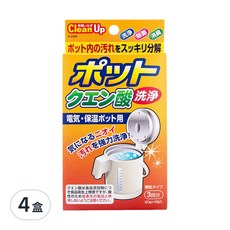 KOKUBO 小久保工業所 檸檬酸熱水瓶清潔劑, 輕鬆去除水垢, 保護表面塗層, 防止鐵鏽產生, 3包 Set, 60g, 4盒