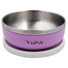 VIIDA Soufflé 304L抗菌不鏽鋼餐碗, 430ml, 耐熱 PP外襯, 隔絕熱源, 薰衣草紫, 1組
