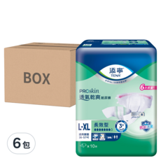 TENA 添寧 PROskin 透氣乾爽紙尿褲 長效型, L-XL, 10片, 6包