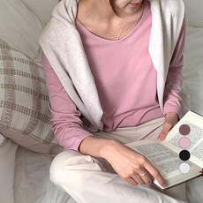 아피나르 여성용 브이넥 루즈핏 찰랑 긴팔 티셔츠