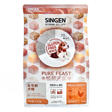 SINGEN 信元發育寶 全年齡犬糧 極酵元食 鮮嫩三品 無麩質 + 凍乾, 1.5kg, 牛肉 + 雞肉 + 鴨肉, 1袋