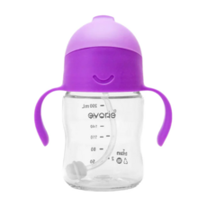 Evorie 愛得利 Tritan 寶寶吸管杯, BPA BPS Free, 200ml, 十字孔吸管, Purple, 1個