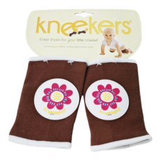 Ah Goo Baby Kneekers 寶寶爬行護膝 - Toffee-Petal Power, 咖啡色 粉花, 1組