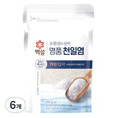 백설 오천년의 신비 가는입자 천일염, 250g, 6개