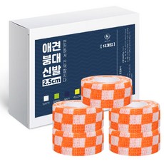 딩동펫 반려동물 자가접착 붕대신발 12p, 체크오렌지, 12개