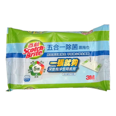 3M Scotch-Brite 百利 五合一除菌濕拖巾 12張, 1包