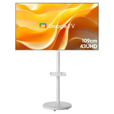 와이드뷰 4K UHD 화이트에디션 스마트 TV + 클래식 삼탠바이미 이동식 TV 세트, 109cm(43인치), GTWV430UHD(TV), EKWBYME3822W(스탠드), 이동형 스탠드, 고객직접설치