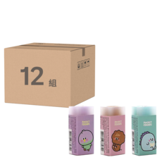 PINKFOOT 口袋朋友卡通圖案橡皮擦套組, 36入(薄荷色12入+粉紅色12入+紫色12入), 薄荷 + 粉紅色 + 紫色, 12組