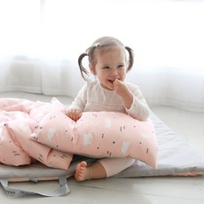 아리베베 어린이집 낮잠이불 세트 분리형, 화이트베어 핑크