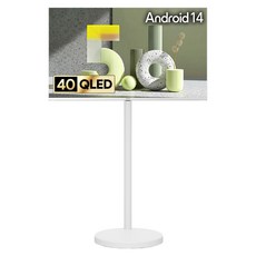 더함 FHD QLED 화이트에디션 돌비 AI 구글 5.0 IPS패널 스마트 TV + 오프 화이트 이동식 TV 스탠드 세트, 102cm(40인치), NA401QLED, 스탠드형, 고객직접설치