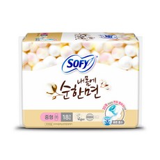 쏘피 내몸에 순한면 생리대 날개형, 중형, 18개입, 1개