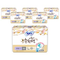 쏘피 내몸에 순한면 에이 생리대 날개형, 대형, 16개입, 6개