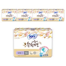 쏘피 내몸에 순한면 에이 생리대 날개형, 대형, 16개입, 5개