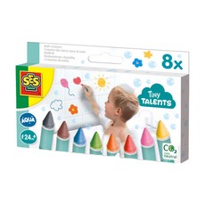 荷蘭SES Tiny Talents 浴室繪畫蠟筆，8色，24個月以上適用, 1盒