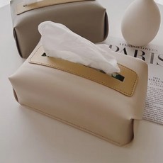 北歐韓系奶油皮革衛生紙套, 22x12x10cm, 奶油杏, 1個