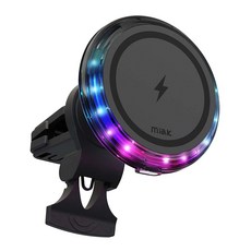 미아크 뮤직 LED 반응형 맥세이프 차량용 고속 무선충전 휴대폰 거치대, miak Music Light Charger, 블랙 - 고속차량용핸드폰거치대