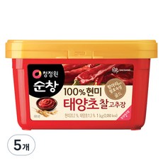 청정원순창 100% 현미 태양초 찰고추장, 1kg, 5개