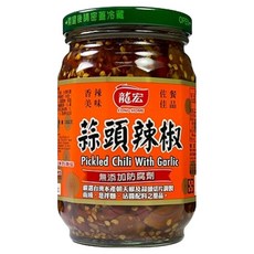 龍宏 蒜頭辣椒, 醃漬辣椒佐蒜, 380g, 1罐