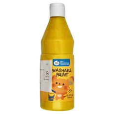Jar Melo 原創美玩 創意美學兒童顏料-黃色, 3歲以上, 16.9 fl oz (500 ml), 水洗顏料, 500ml, 1色