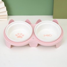 파스텔펫 반려동물 두꺼운 세라믹 더블 볼, 핑크, 1개