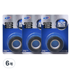 브이텍 자기융착 실리콘 테이프 흑색, 6개