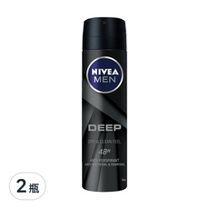 NIVEA 妮維雅 男士止汗爽身噴霧 深極炭系列 清新魅力, 150ml, 2瓶