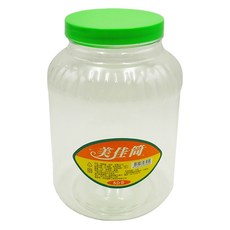 金晶筒 5公升手提PET儲物罐，大容量透明瓶身，綠色瓶蓋密封性佳，適用於自釀酒品與食品儲存, Clear, 1個