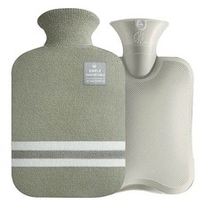 EVER HOUSE 基本熱水袋 2L+撞色條紋針織防燙布套 海軍藍, 綠色