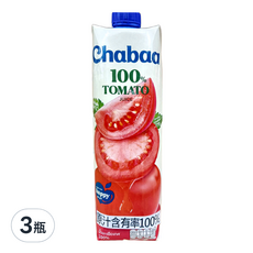CHABAA 啜吧 100% 番茄汁, 1L, 3瓶