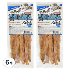  강아지 네츄럴EX 황태 스틱스 간식 실속형 100g, 6개 