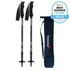 트렉스타 어코드 3단 등산스틱 2p + 케이스, 블랙블루, 1세트 블랙 + 블루