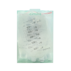 cimilre 馨乃樂 多功能拋棄式奶瓶 儲乳袋 10入 Set, 集乳儲乳哺乳一次搞定 適用於貝瑞克, 1盒, Transparent (scale print color: Blue, Pink, Black)